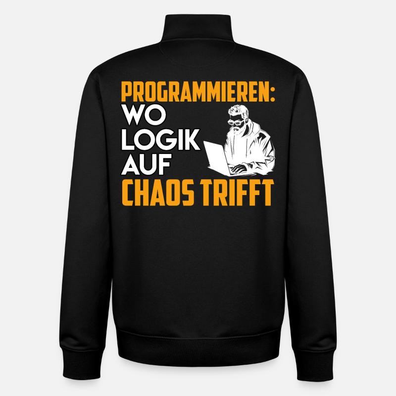 PROGRAMMING WHERE LOGIC MEETS CHAOS Funny - Unisex Organic Zip Sweatshirt by Stanley/Stella - black