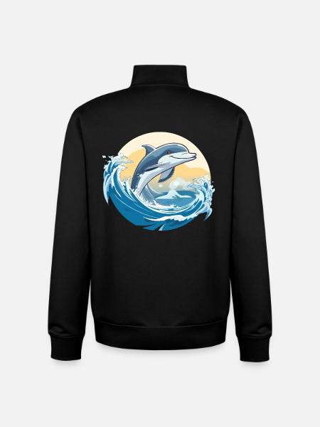 Dolphin jump over surf wave - Unisex Organic Zip Sweatshirt by Stanley/Stella - black