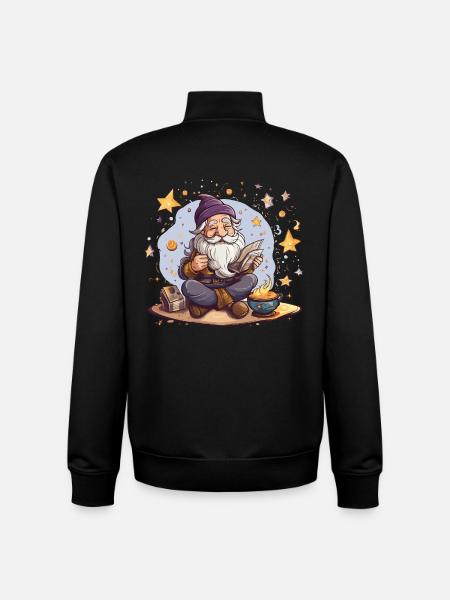 Gnome reading at Starfire - Unisex Organic Zip Sweatshirt by Stanley/Stella - black