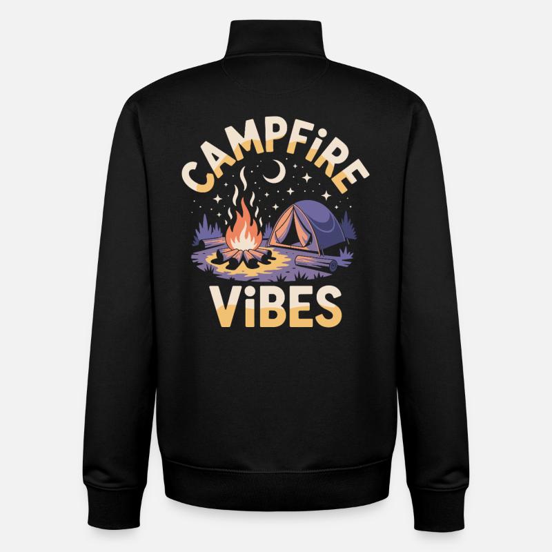 Campfire Vibes - Unisex Organic Zip Sweatshirt by Stanley/Stella - black