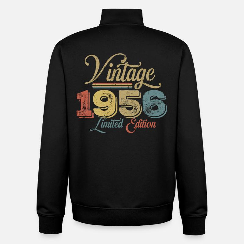 Millésime 1956 - Sweat zippé unisexe en coton bio Stanley/Stella - noir