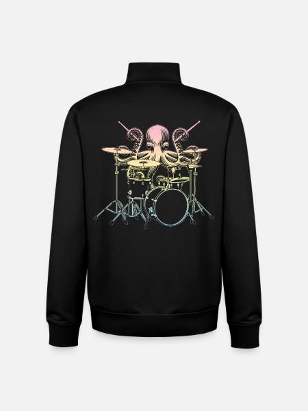 Drums Drummer Squid - Unisex Organic Zip Sweatshirt by Stanley/Stella - black