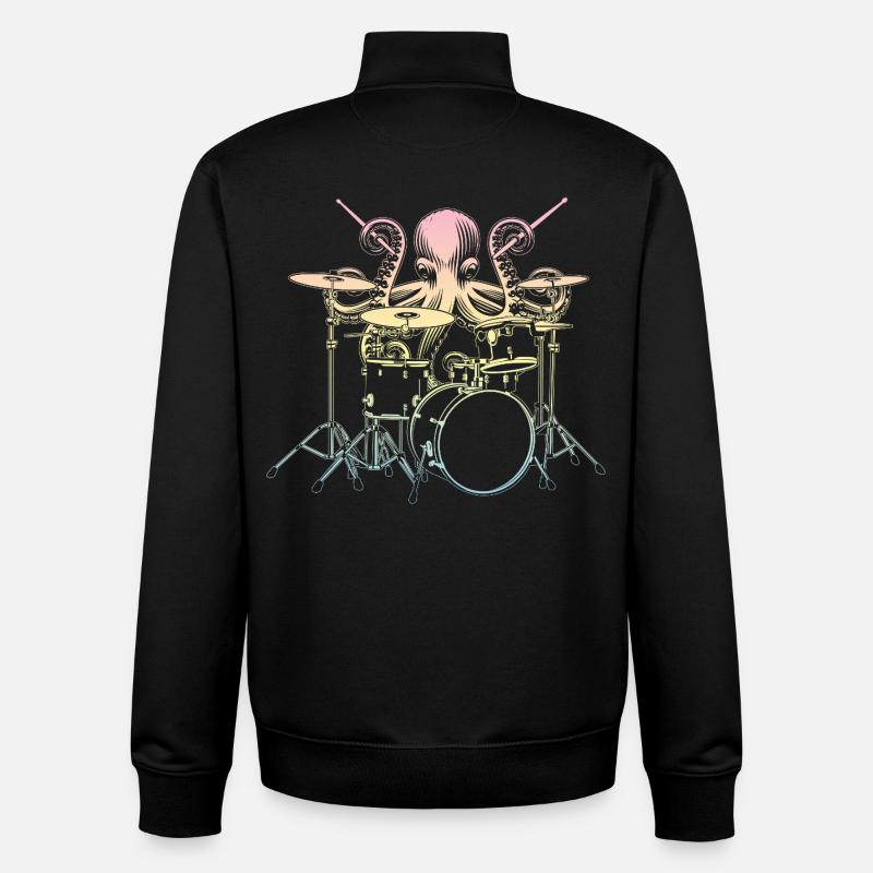 Drums Drummer Squid - Unisex Organic Zip Sweatshirt by Stanley/Stella - black