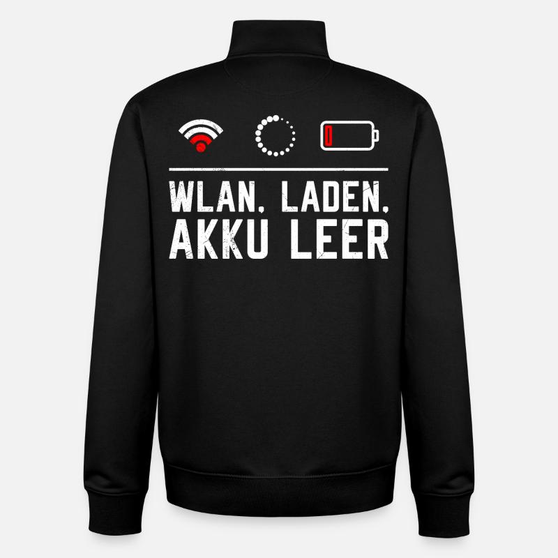 Codeur WiFi. CHARGEMENT. BATTERIE VIDE DRÔLE - Sweat zippé unisexe en coton bio Stanley/Stella - noir