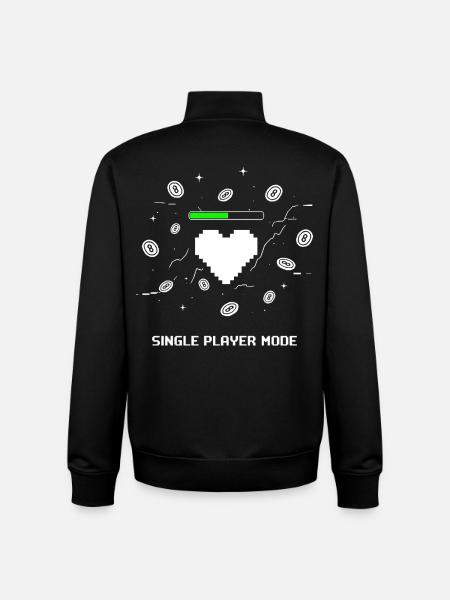 Single Player Mode Gamer Heart - Unisex Organic Zip Sweatshirt by Stanley/Stella - black
