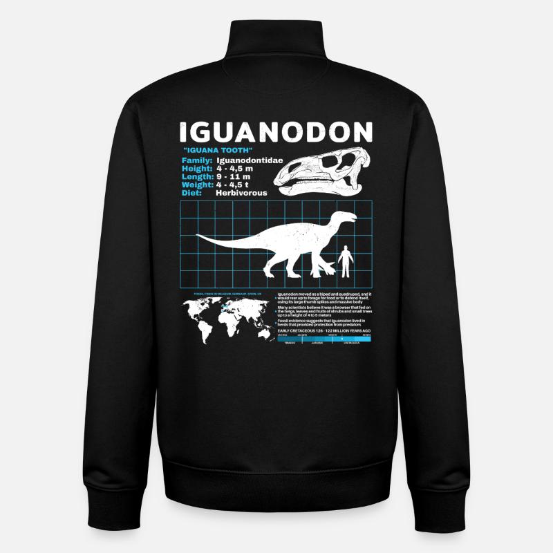 Iguanodon Fact Sheet - Unisex Organic Zip Sweatshirt von Stanley/Stella - Schwarz
