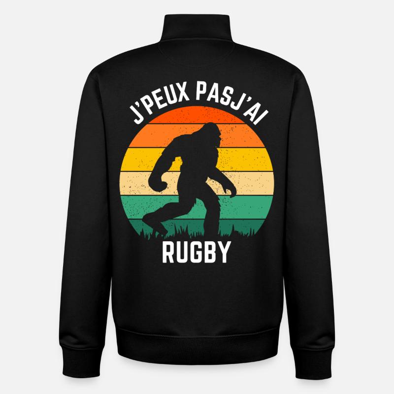 Sasquatch Rugby Retro Sun - Unisex Organic Zip Sweatshirt by Stanley/Stella - black