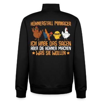 Farmer Chicken Coop Manager Chickens - Unisex Organic Zip Sweatshirt by Stanley/Stella - black - Back - AI Model Male 185 light (185cm)