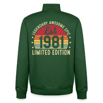 45. Jubiläum – Vintage-Geschenk 1981 - Unisex Organic Zip Sweatshirt von Stanley/Stella - Flaschengrün - Hinten - AI Model Male 185 dark (185cm)