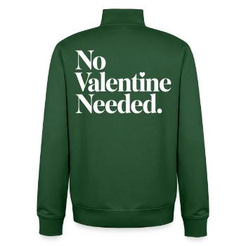 No Valentine Needed Shirt – lustige Anti-Valentinstags-Shirts - Unisex Organic Zip Sweatshirt von Stanley/Stella - Flaschengrün - Hinten - AI Model Male 185 dark (185cm)