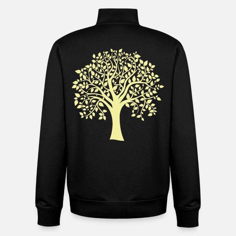 Silhouette jaune d’arbre jumbo imprimé - Sweat zippé unisexe en coton bio Stanley/Stella - noir