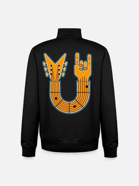 U-Shape Guitar & Rock Hand - Unisex Organic Zip Sweatshirt by Stanley/Stella - black