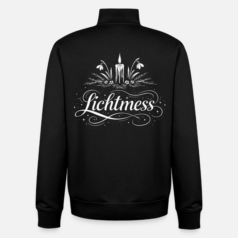 Candlemas Candle & Snowdrop Symbol - Unisex Organic Zip Sweatshirt by Stanley/Stella - black