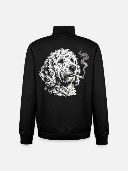 Smoking Goldendoodle: Funny Dog Meme Desig - Unisex Organic Zip Sweatshirt by Stanley/Stella - black