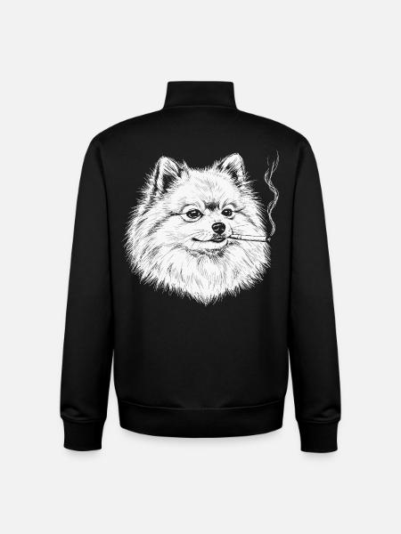 Smoking Pomeranian: Funny Pomeranian Meme - Unisex Organic Zip Sweatshirt by Stanley/Stella - black