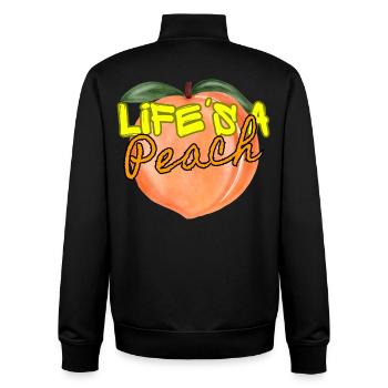 La vie drôle est un cadeau de filles d’été avec des jeux de mots aux fruits de pêche - Sweat zippé unisexe en coton bio Stanley/Stella - noir - Dos - AI Model Male 185 light (185cm)