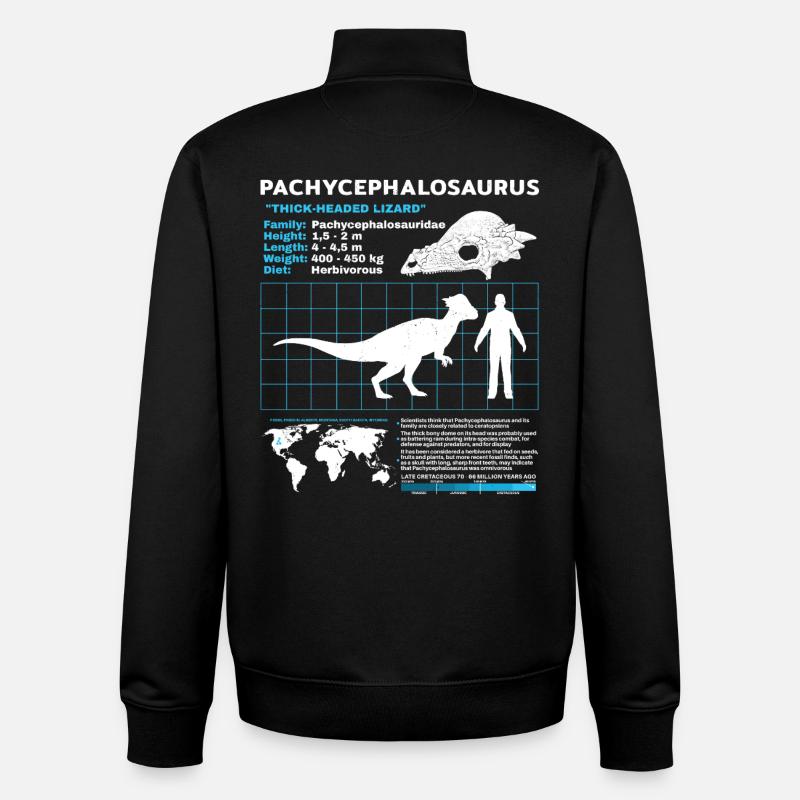 Pachycephalosaurus Fact Sheet - Unisex Organic Zip Sweatshirt by Stanley/Stella - black