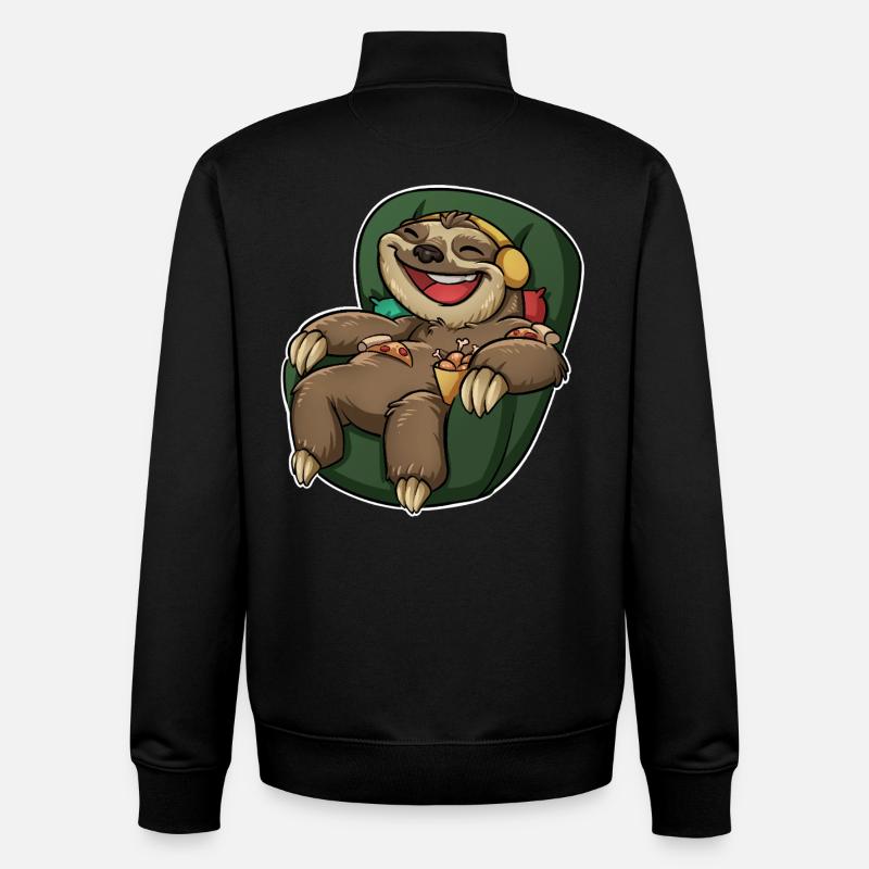 Pizza au paresseux - Sweat zippé unisexe en coton bio Stanley/Stella - noir