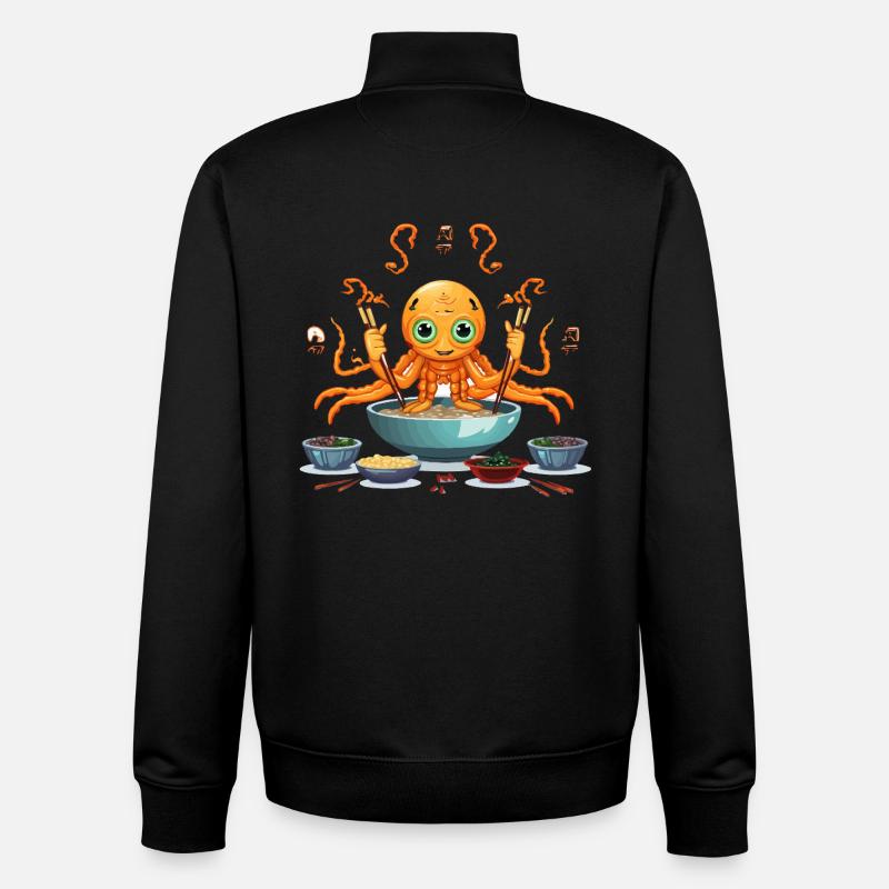 Small tentacle in ramen soup - Unisex Organic Zip Sweatshirt by Stanley/Stella - black