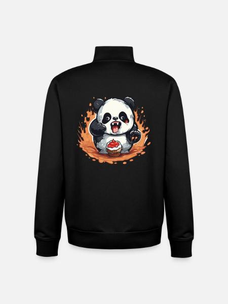 Panda Fire Cupcake Cartoon - Unisex Organic Zip Sweatshirt by Stanley/Stella - black