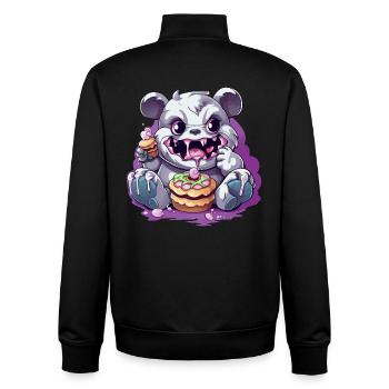 Süßer Panda-Monster mit Süßigkeiten - Unisex Organic Zip Sweatshirt von Stanley/Stella - Schwarz - Hinten - AI Model Male 185 light (185cm)