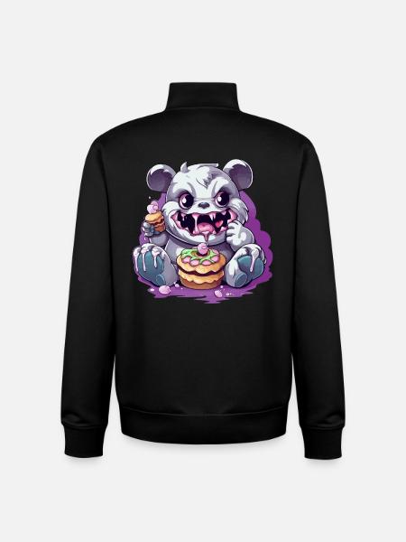 Cute panda monster with candy - Unisex Organic Zip Sweatshirt by Stanley/Stella - black
