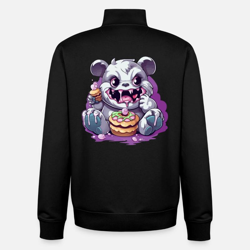Süßer Panda-Monster mit Süßigkeiten - Unisex Organic Zip Sweatshirt von Stanley/Stella - Schwarz