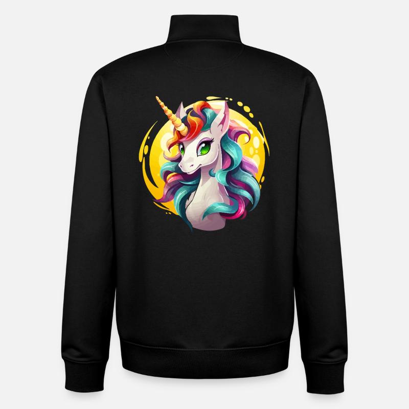 Regenbogenunicorn in Sonnencircle - Unisex Organic Zip Sweatshirt von Stanley/Stella - Schwarz