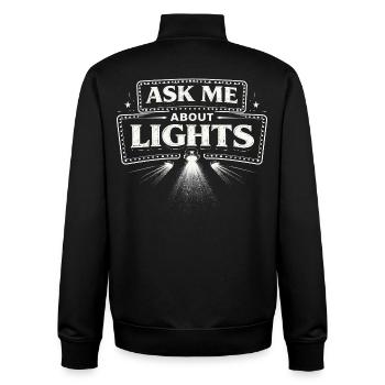 Lichttechniker Ask Me About Lights - Unisex Organic Zip Sweatshirt by Stanley/Stella - black - Back - AI Model Male 185 light (185cm)