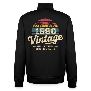 Awesome Since 1990 1990 Birthday Gift - Unisex Organic Zip Sweatshirt by Stanley/Stella - black - Back - AI Model Male 185 light (185cm)