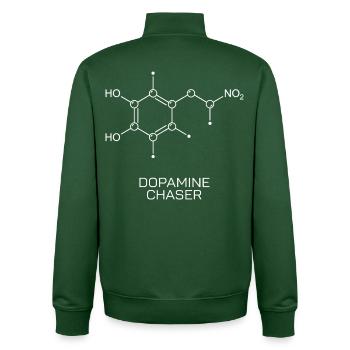 Molécule de recherche de dopamine - Sweat zippé unisexe en coton bio Stanley/Stella - vert bouteille - Dos - AI Model Male 185 dark (185cm)