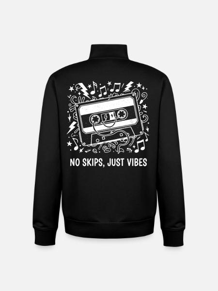 No Skips Just Vibes Cassette - Unisex Organic Zip Sweatshirt by Stanley/Stella - black