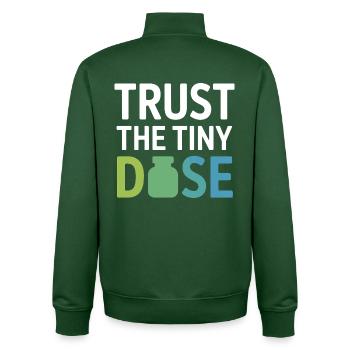 Homeopathy Trust The Tiny Dose Professional Gear  - Unisex Organic Zip Sweatshirt by Stanley/Stella - bottle green - Back - AI Model Male 185 dark (185cm)