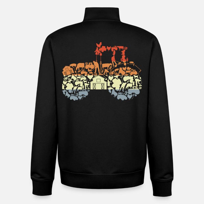 Silhouette de tracteur rétro - Sweat zippé unisexe en coton bio Stanley/Stella - noir