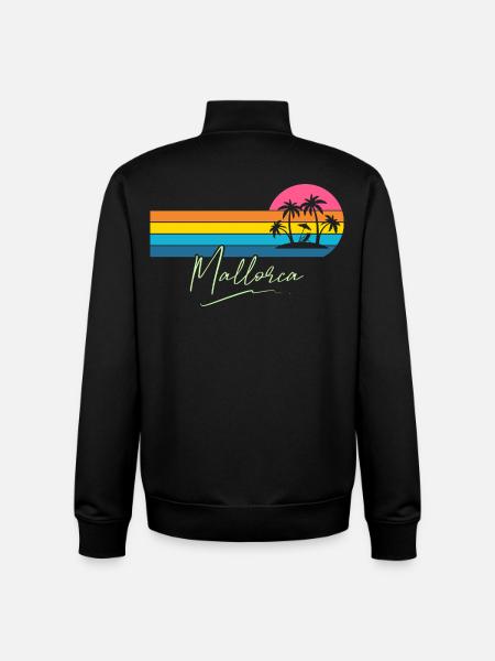 Mallorca Palm Trees Sunset Retro - Unisex Organic Zip Sweatshirt by Stanley/Stella - black