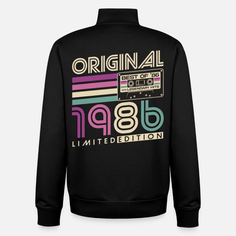 40e anniversaire Rétro Cadeau 1986 - Sweat zippé unisexe en coton bio Stanley/Stella - noir