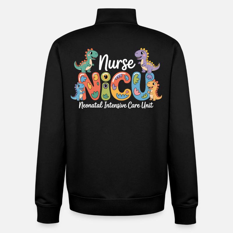 Neonatal Pflege Dino-Design - Unisex Organic Zip Sweatshirt von Stanley/Stella - Schwarz
