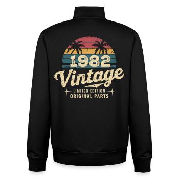 Awesome Since 1982 1982 Birthday Gift - Unisex Organic Zip Sweatshirt by Stanley/Stella - black - Back - AI Model Male 185 light (185cm)