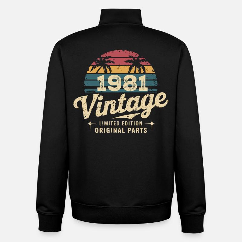 Génial depuis 1981 cadeau anniversaire 1981 - Sweat zippé unisexe en coton bio Stanley/Stella - noir