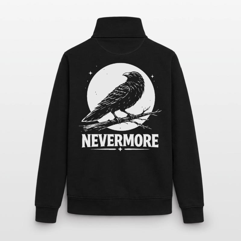 Nevermore – Raven devant la Lune Sweat zippé unisexe en coton bio Stanley/Stella