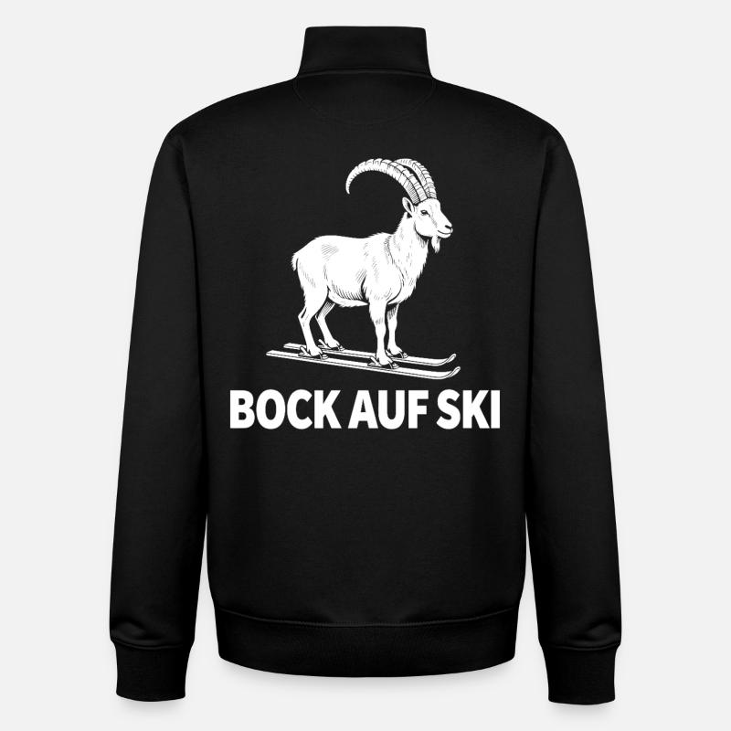 Funny ibex for skiers - Unisex Organic Zip Sweatshirt by Stanley/Stella - black
