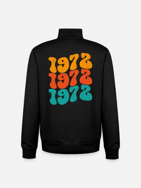 Millésime 1972 - Sweat zippé unisexe en coton bio Stanley/Stella - noir