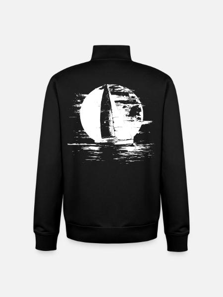 Croquis de navigation - Sweat zippé unisexe en coton bio Stanley/Stella - noir