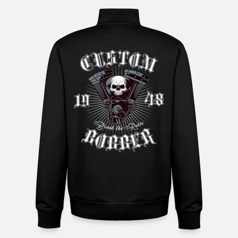 Bobber Chopper Motorcycle Design - Unisex Organic Zip Sweatshirt by Stanley/Stella - black