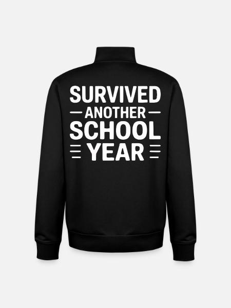 Survived Another School Year Statement - Unisex Organic Zip Sweatshirt by Stanley/Stella - black