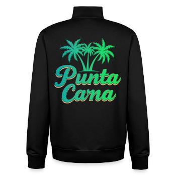 Vacances caribéennes à Punta Cana avec palmiers - Sweat zippé unisexe en coton bio Stanley/Stella - noir - Dos - AI Model Male 185 light (185cm)