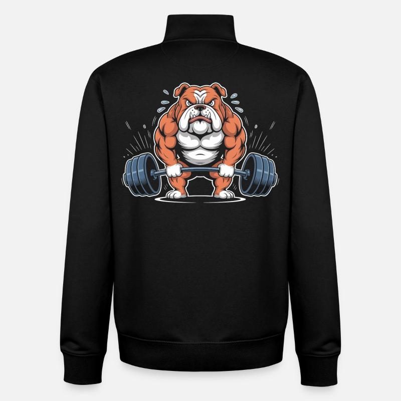 Levage de bouledogues puissants - Sweat zippé unisexe en coton bio Stanley/Stella - noir