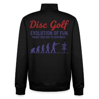 Disc Golf Evolution Of Fun Wirf Dich Zu - Unisex Organic Zip Sweatshirt von Stanley/Stella - Schwarz - Hinten - AI Model Male 185 light (185cm)