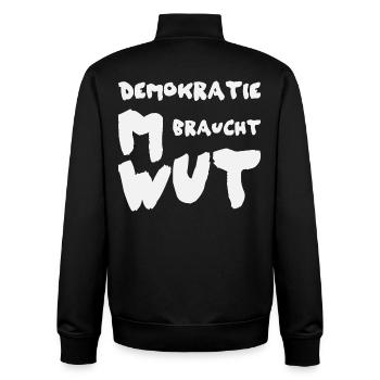 Demokratische Wut Shirt - Unisex Organic Zip Sweatshirt von Stanley/Stella - Schwarz - Hinten - AI Model Male 185 light (185cm)
