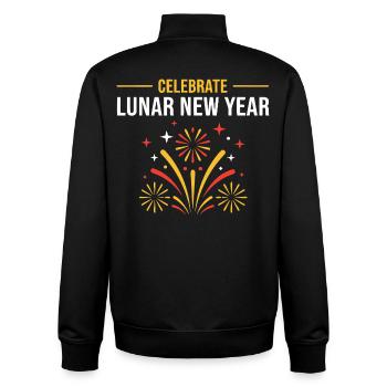 Celebrate Lunar New Year Feuerwerk - Unisex Organic Zip Sweatshirt von Stanley/Stella - Schwarz - Hinten - AI Model Male 185 light (185cm)